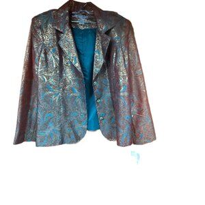 Holiday Wear Xl Notations Gold and Bluegreen Blazer